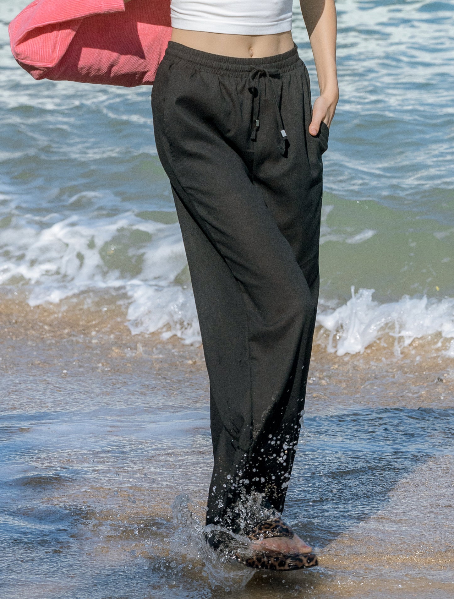 Linen Beach Pants Black
