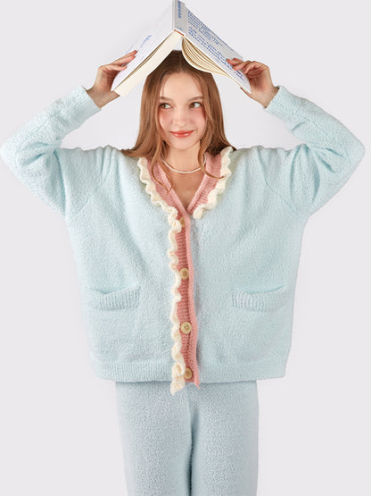 Cotton Candy Fluffy Fleece Ruffle Pajama Set