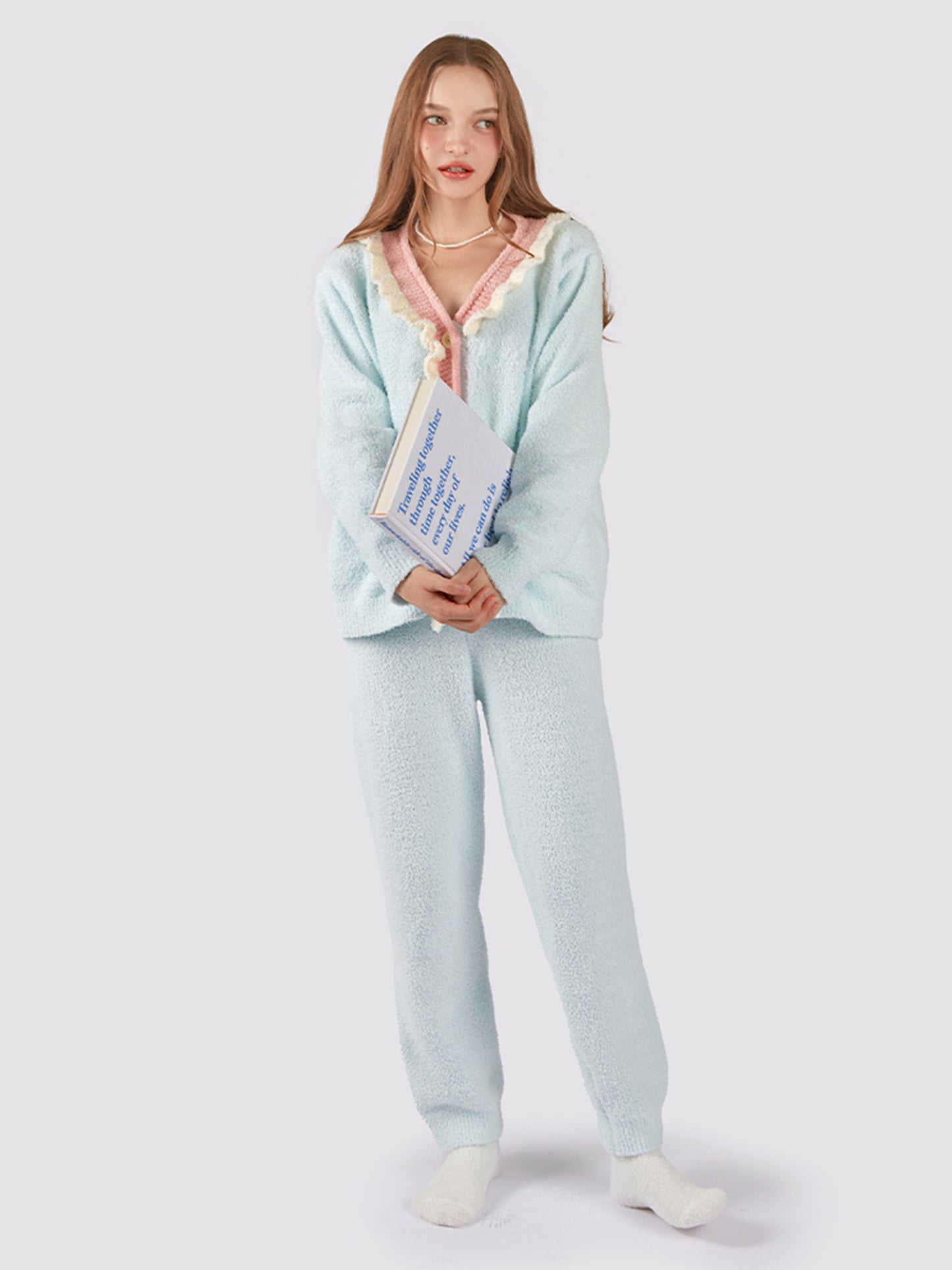 Cotton Candy Fluffy Fleece Ruffle Pajama Set