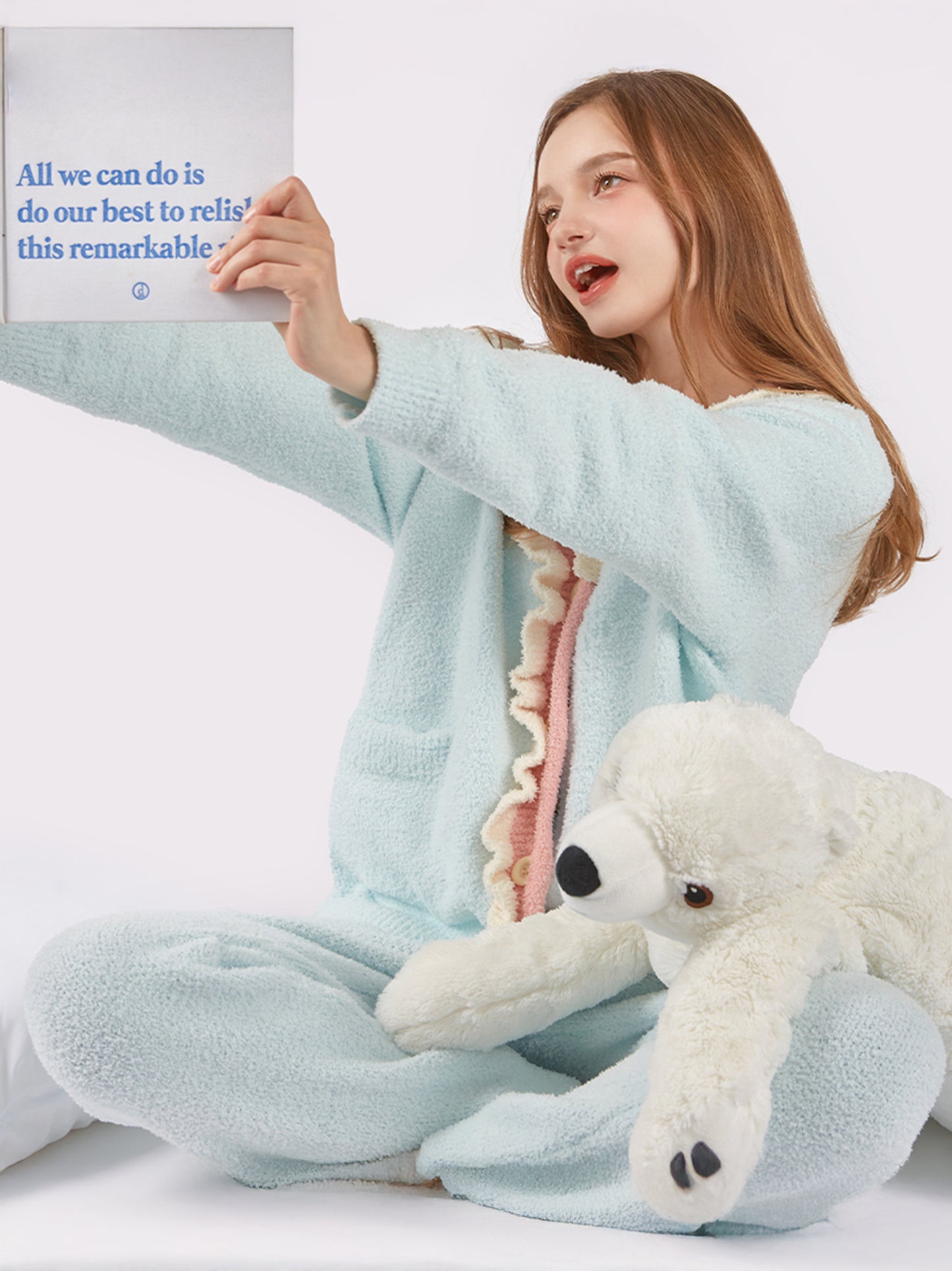 Cotton Candy Fluffy Fleece Ruffle Pajama Set