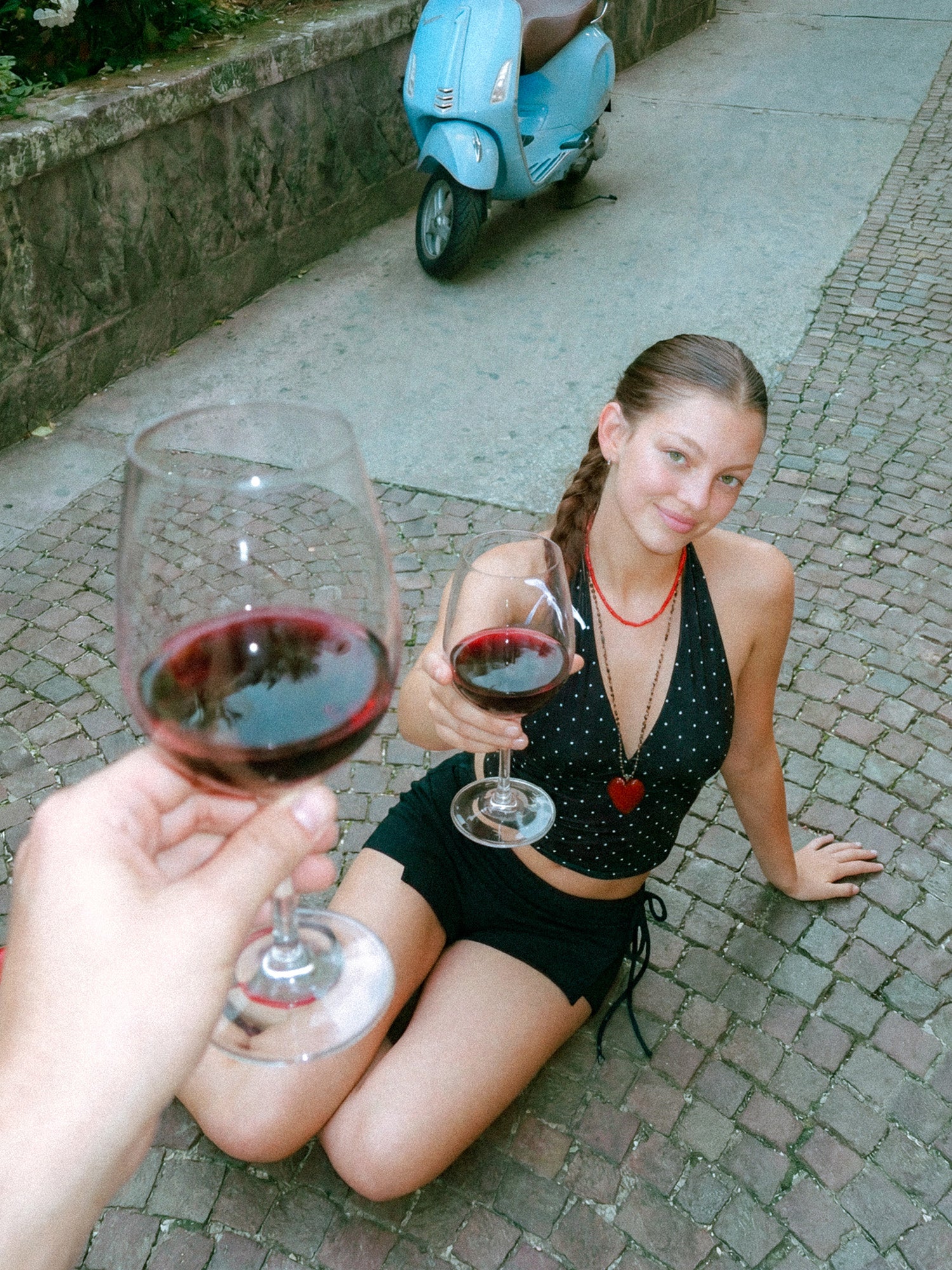 Polkadot Halter Tankini top Black with white dots