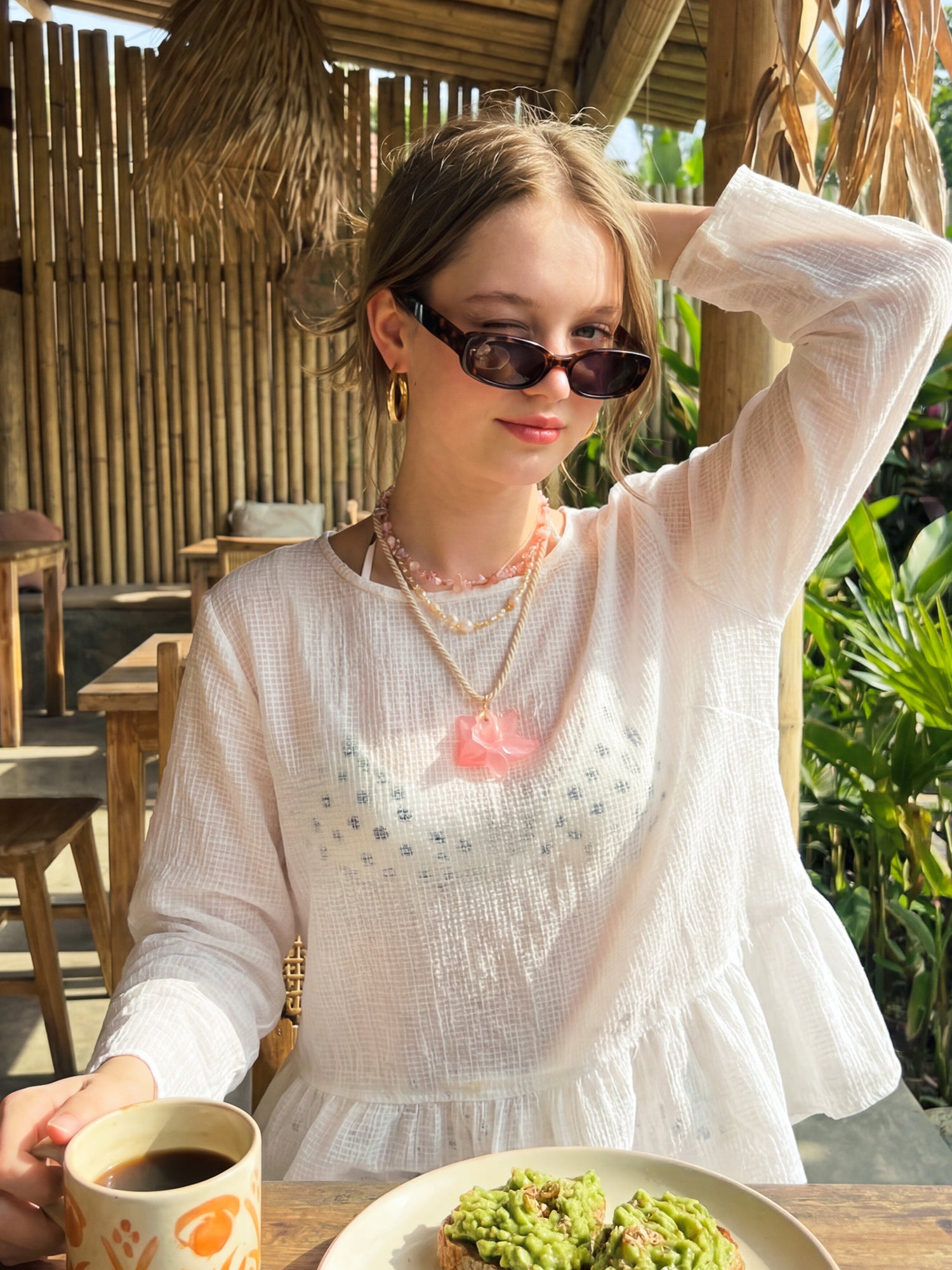 Sheer White Ruffle Hem Blouse