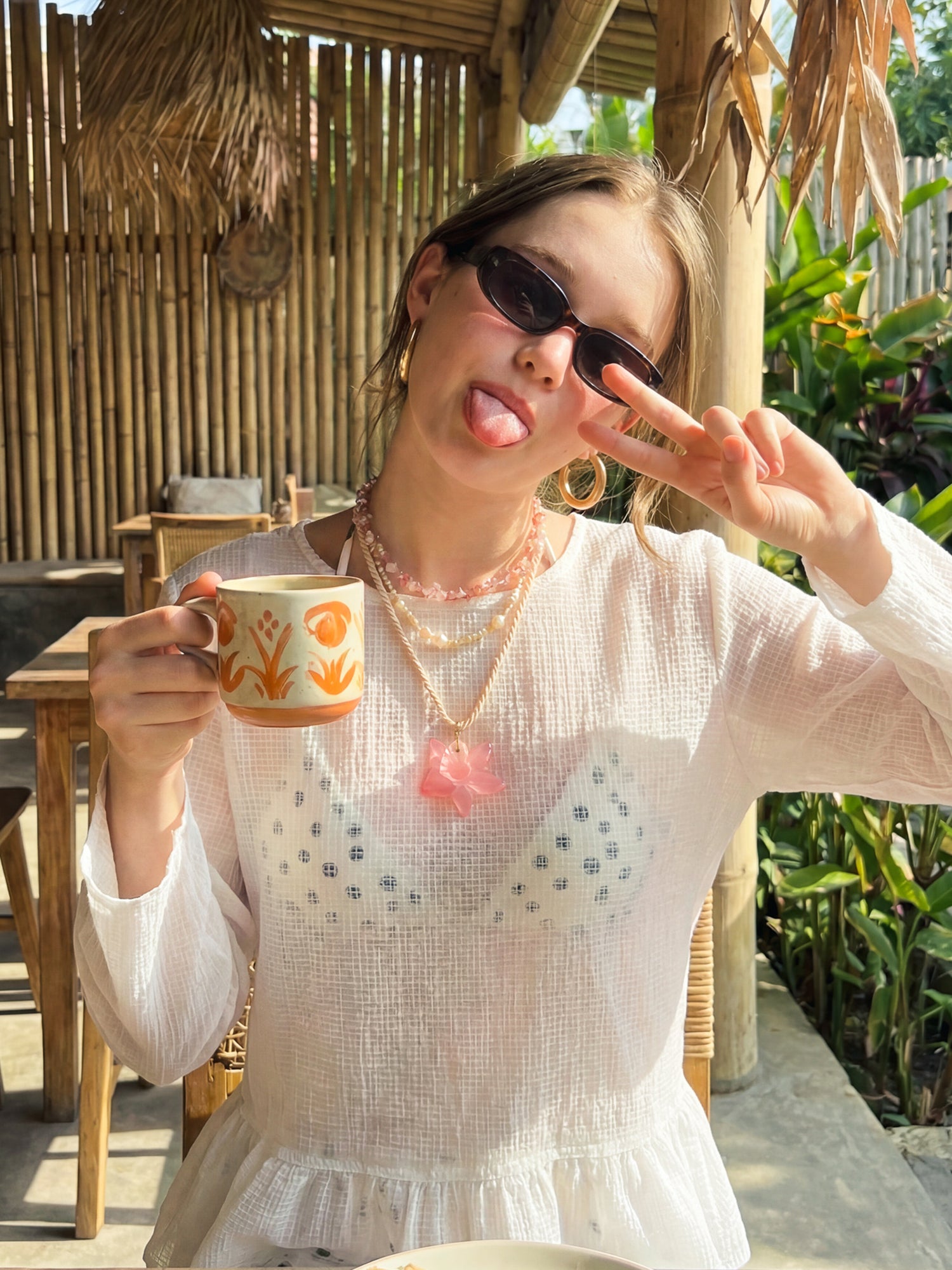 Sheer White Ruffle Hem Blouse