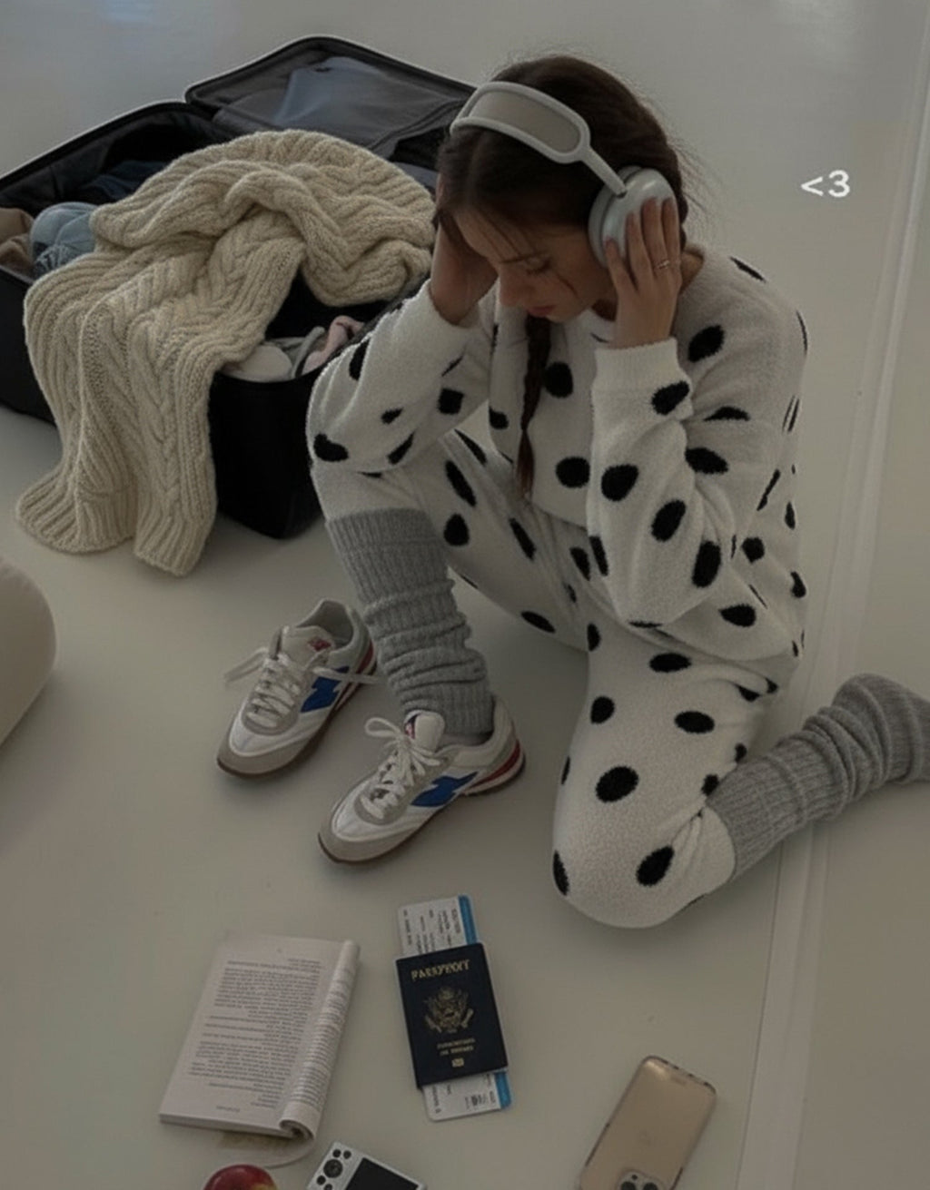 Cute Polka Dot Fleece Pajama Set