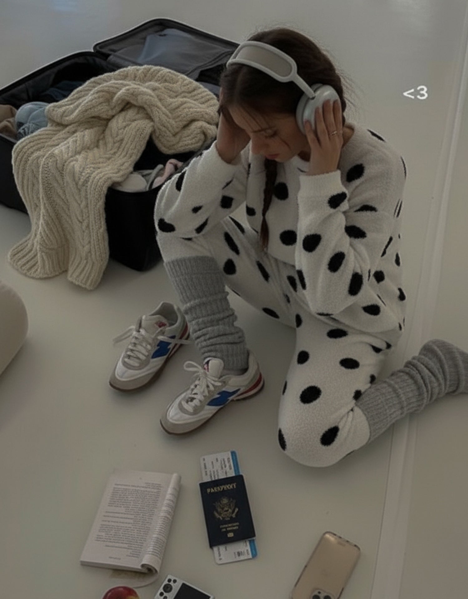 Cute Polka Dot Fleece Pajama Set