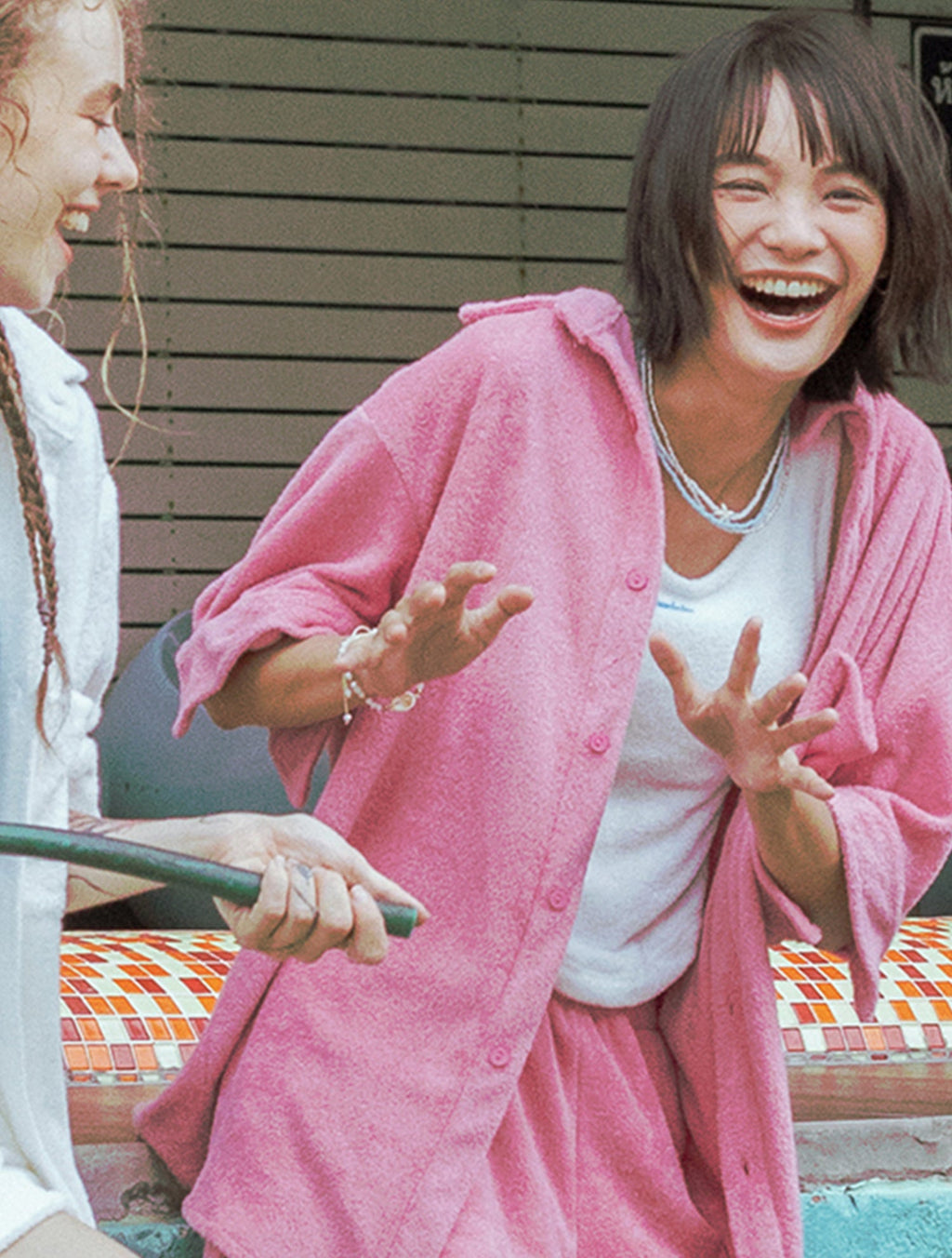 Terry Stripe Short Sleeve Shirt