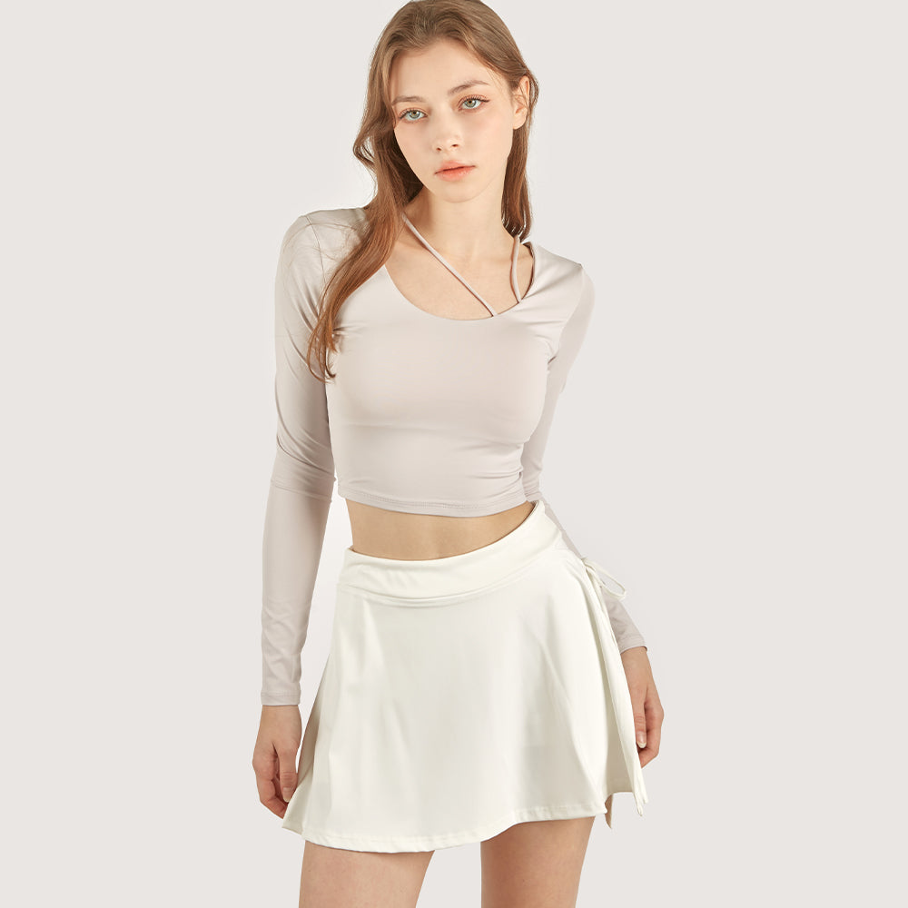 Shorts de baño con falda envolvente de licra WaveFlex, color negro