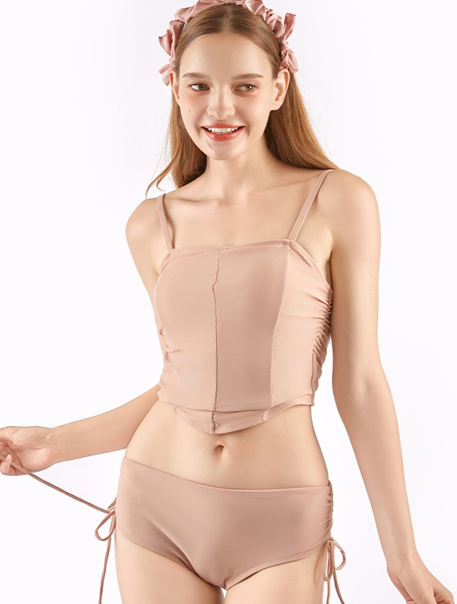 Conjunto de bikini bustier puro y elegante