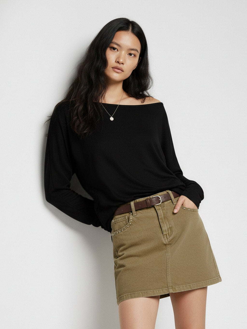 All Day Basic Off Shoulder Top Black