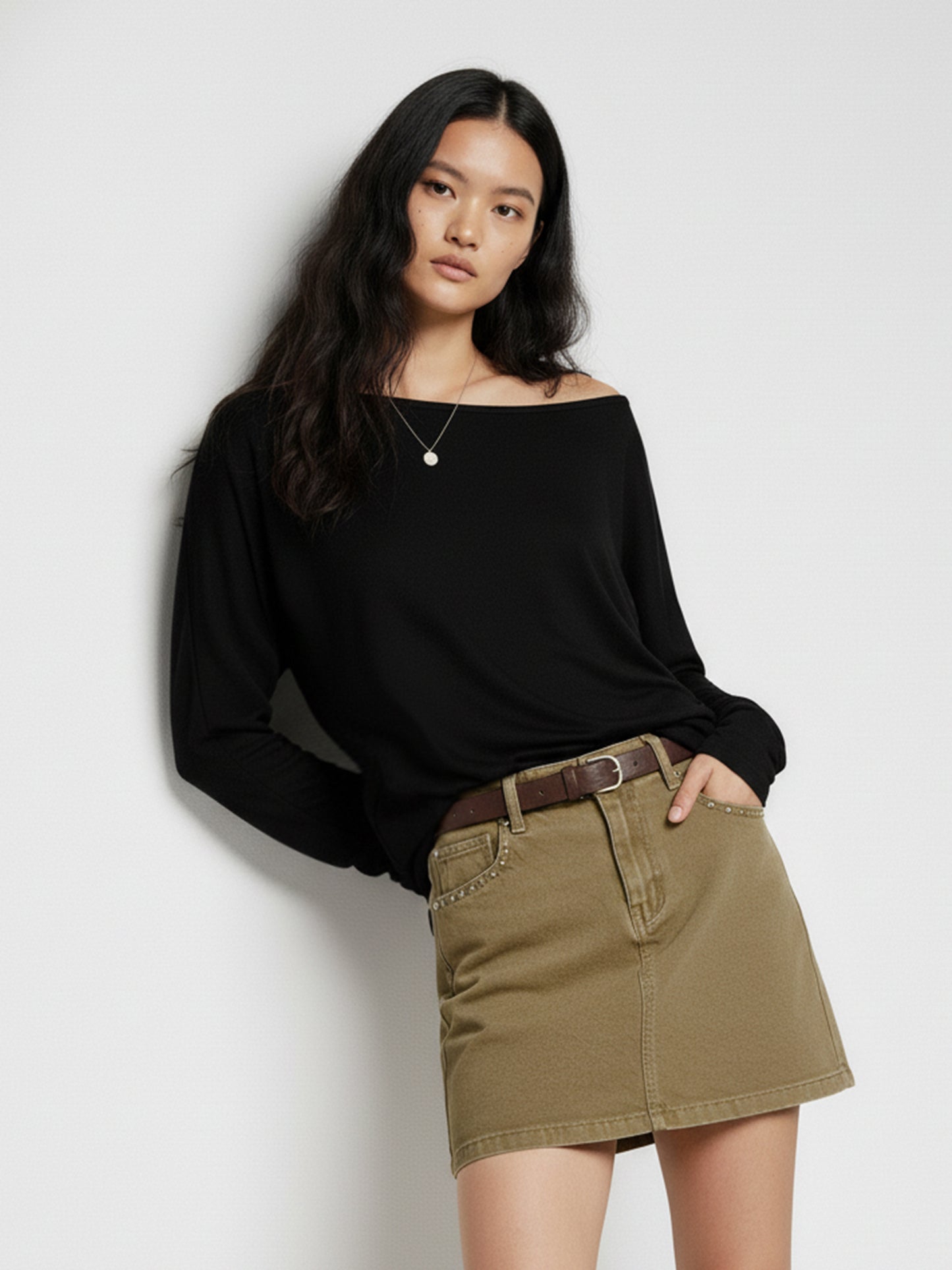 All Day Basic Off Shoulder Top Black