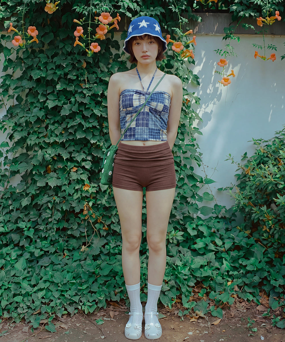 High-Waisted Foldover Swim Pants