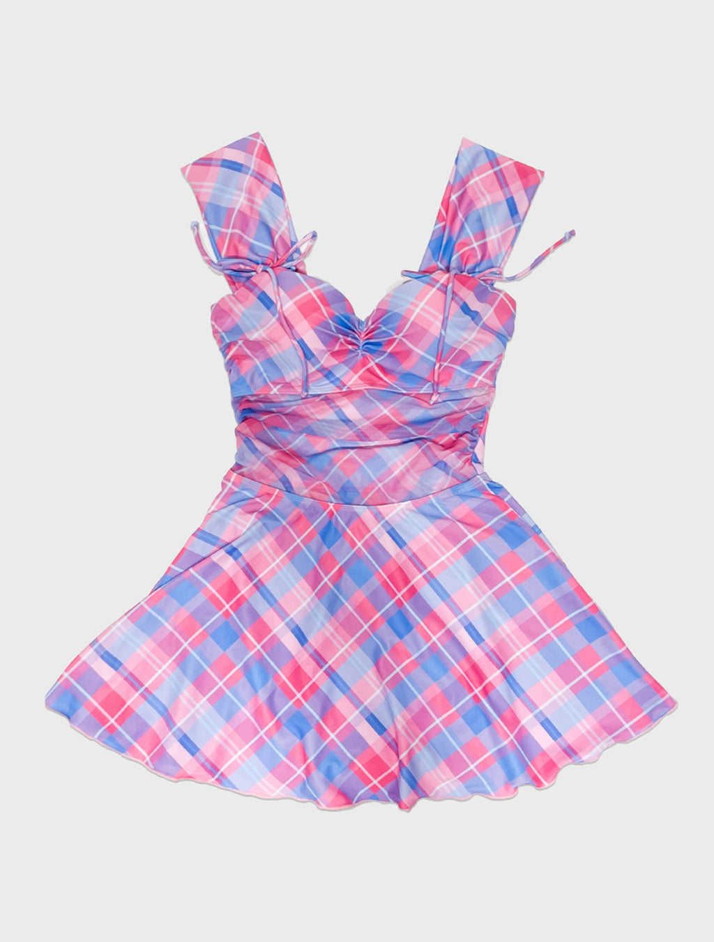 Traje de baño de una pieza con estampado de cuadros Plum Picnic, conjunto de 2 piezas