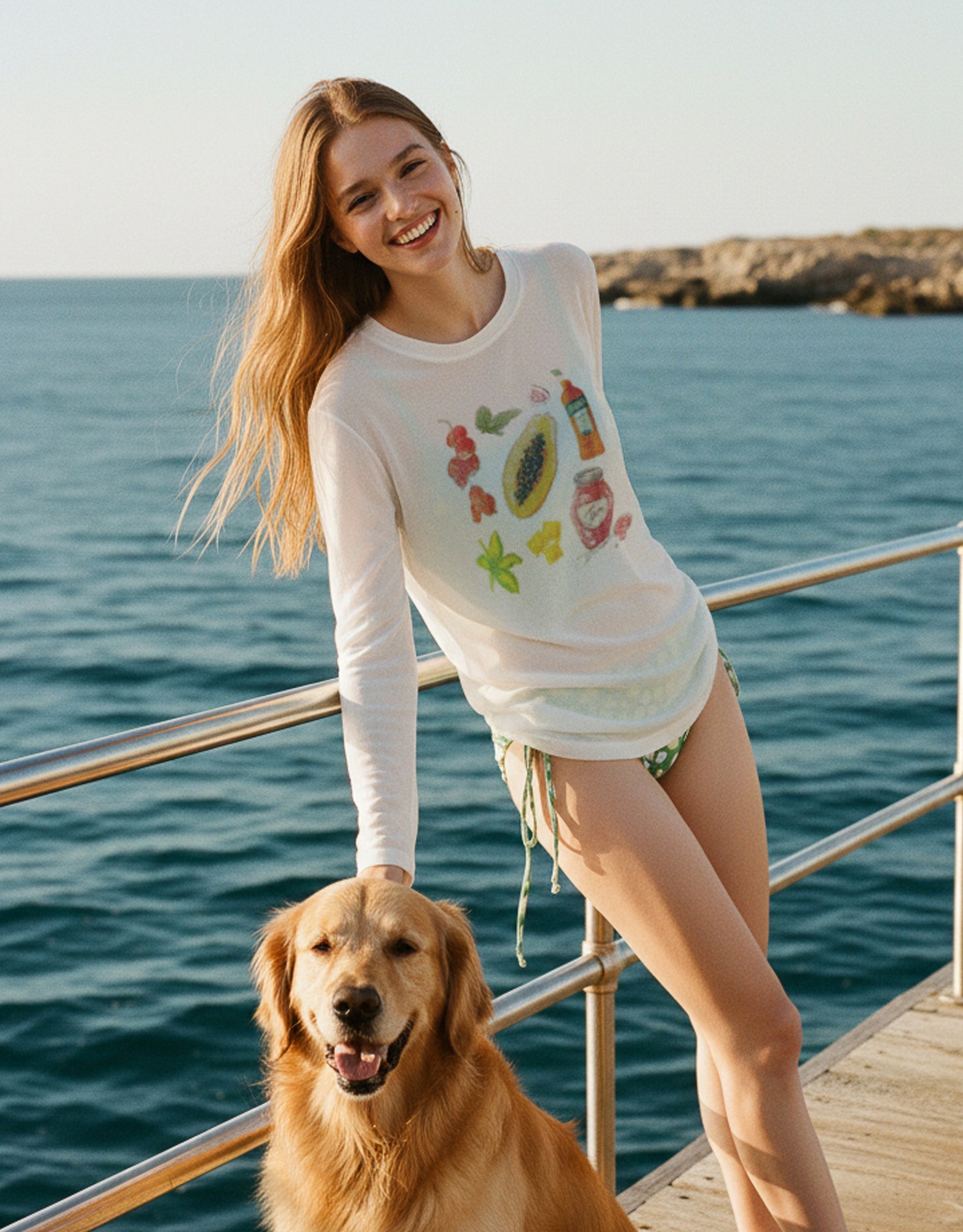 Tropical Loose Beach Cover-Up Long Sleeve