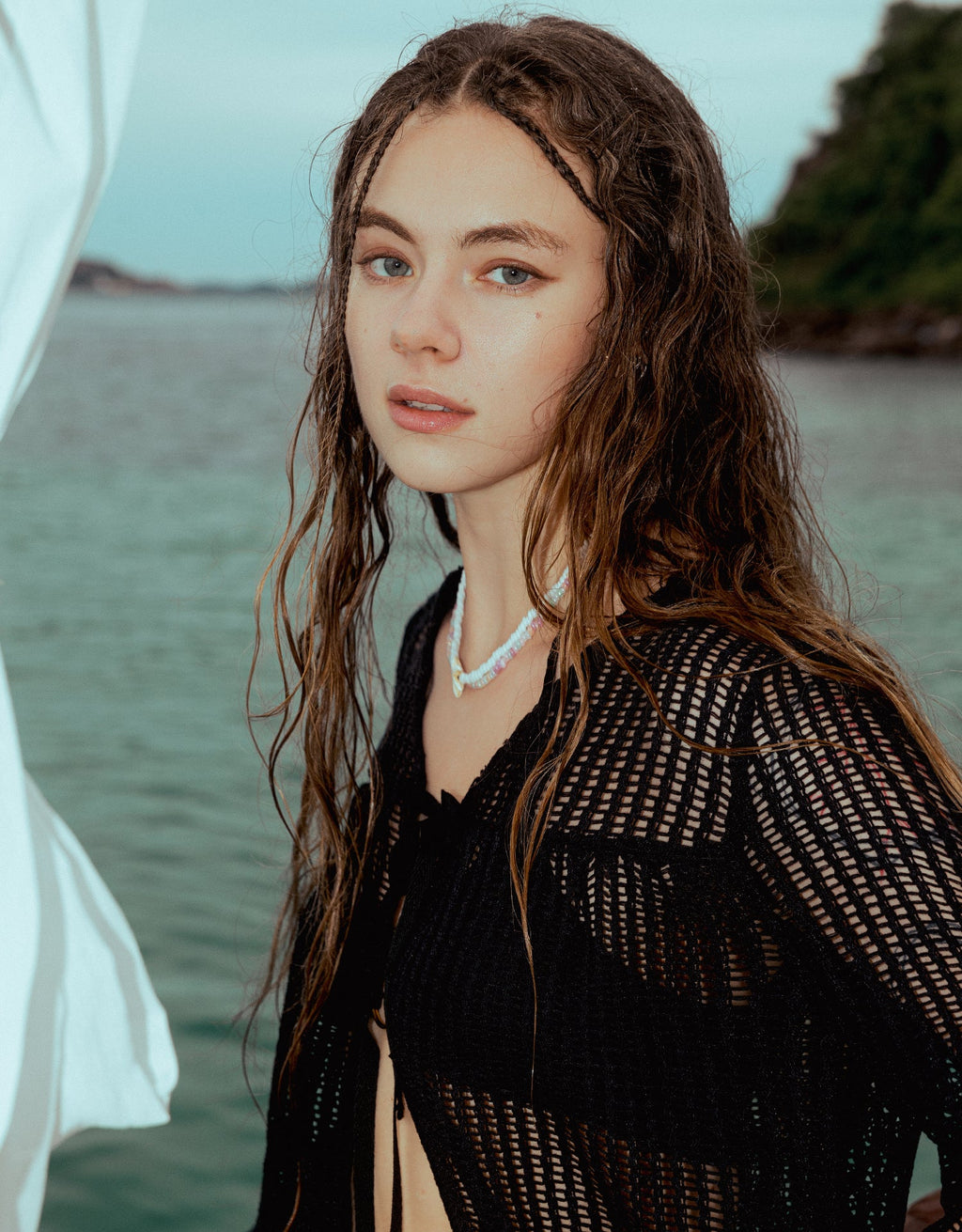 Breezy Cotton Net Cardigan Black