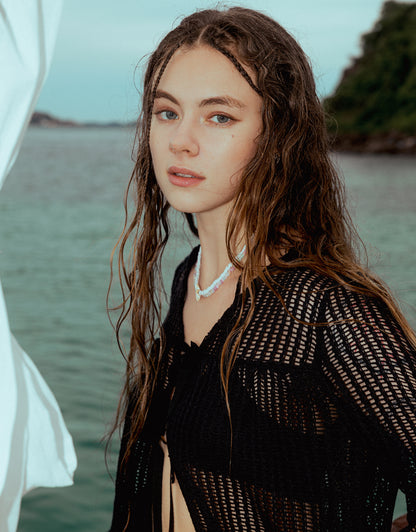 Breezy Cotton Net Cardigan White