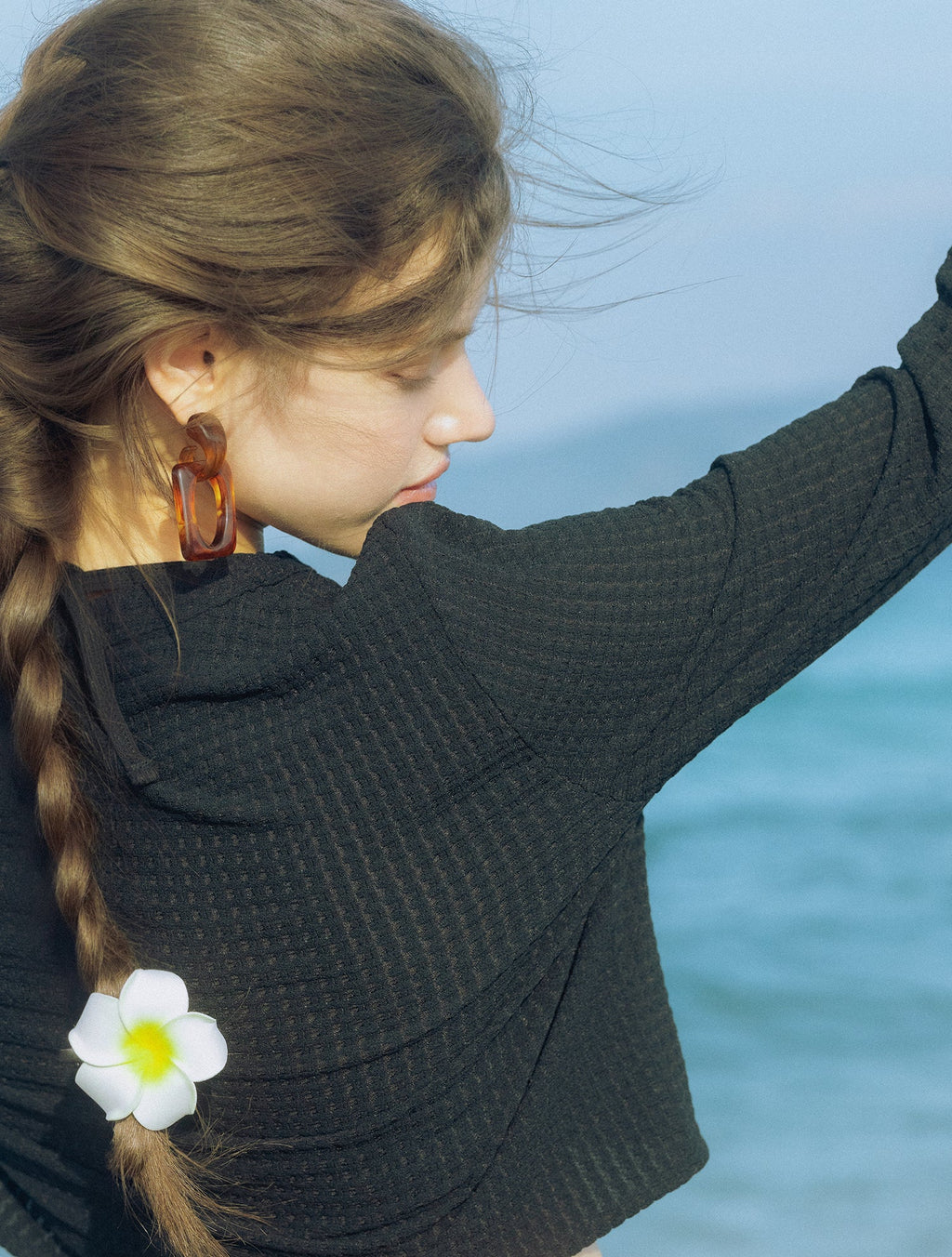 Breeze Waffle Swim Cardigan Black