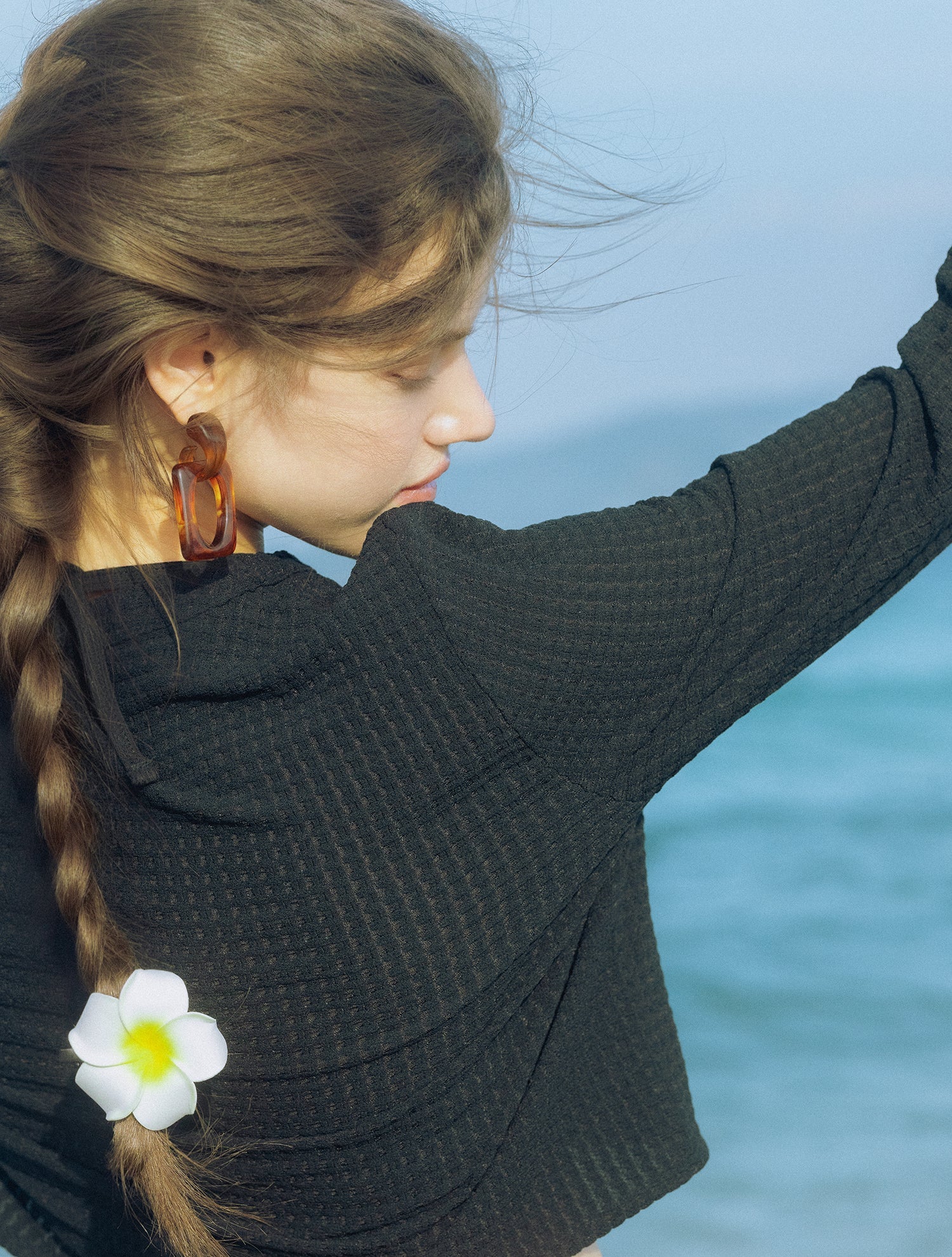 Breeze Waffle Swim Cardigan Black