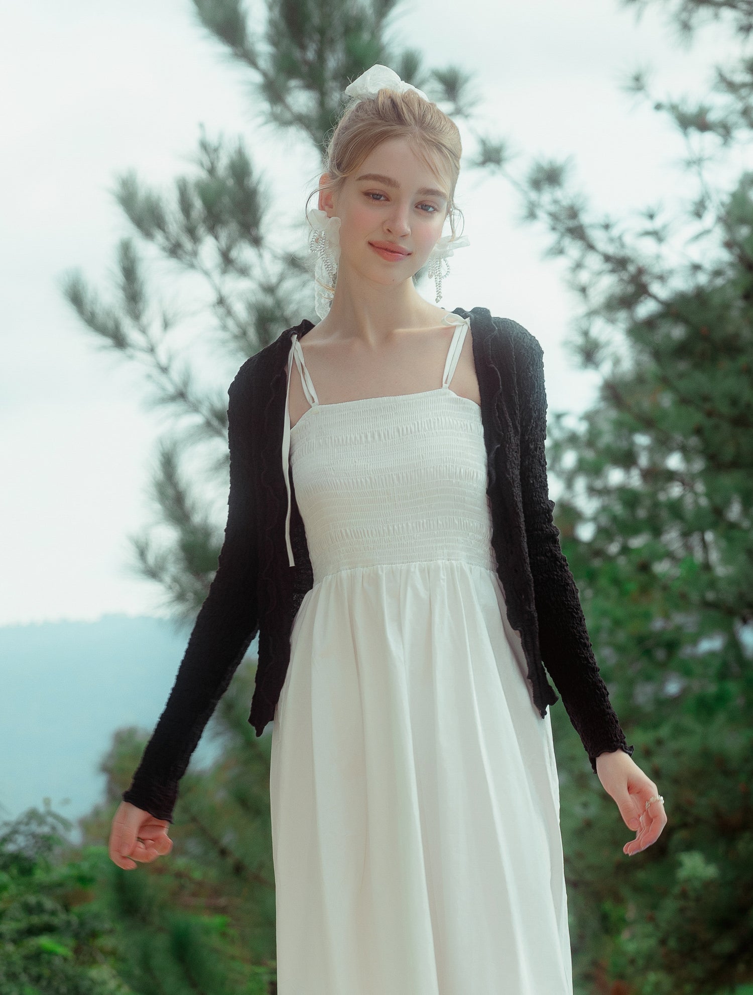 Sun-Kissed Crinkle Cardigan Black