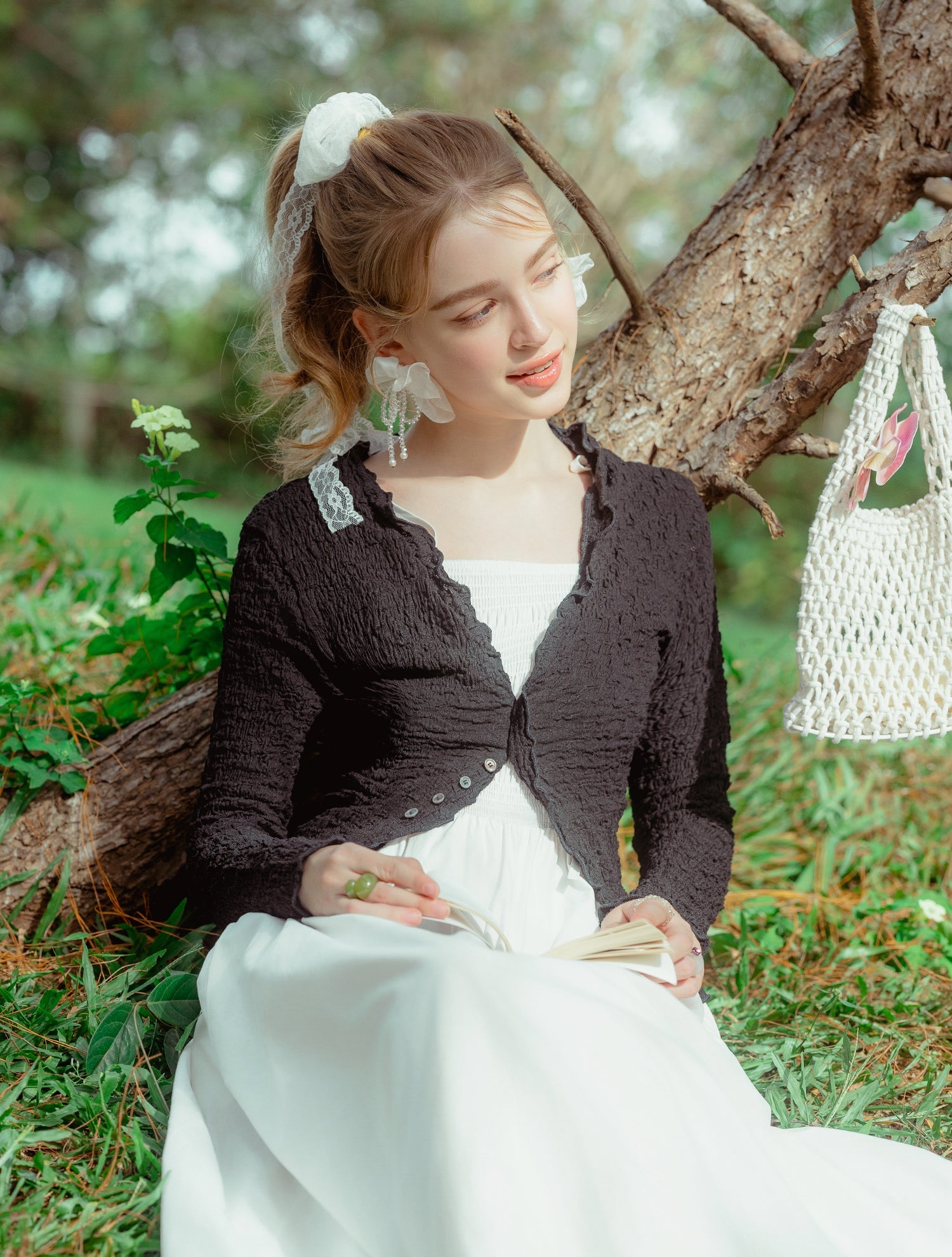 Sun-Kissed Crinkle Cardigan Black