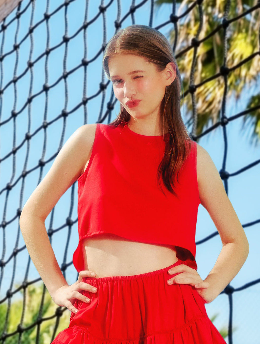 Conjunto de dos piezas de playa Red Cancan