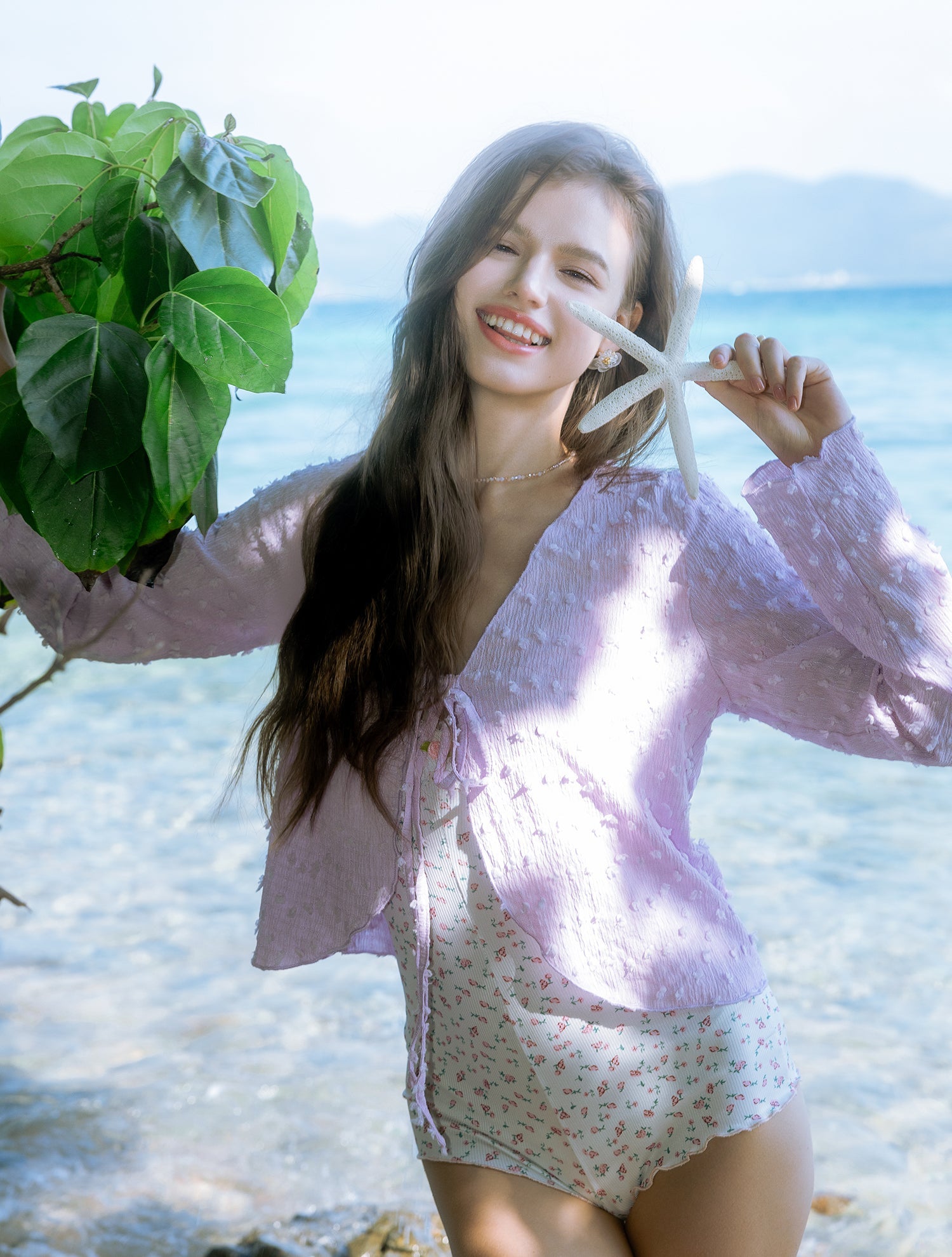 Fringe Beach Cardigan Pink