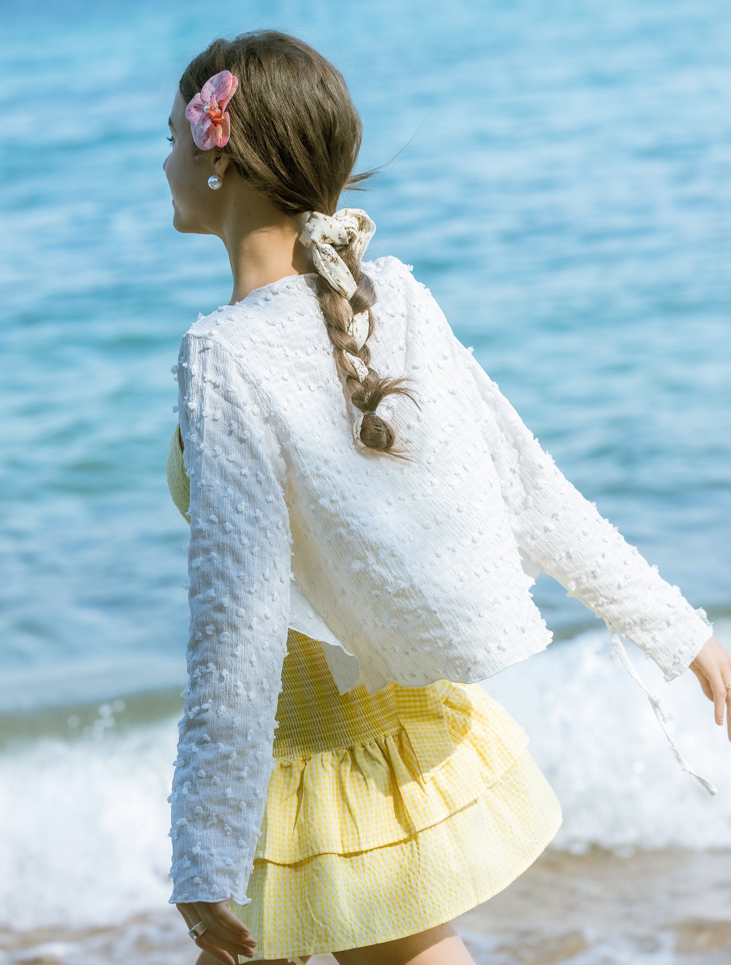 Fringe Beach Cardigan White