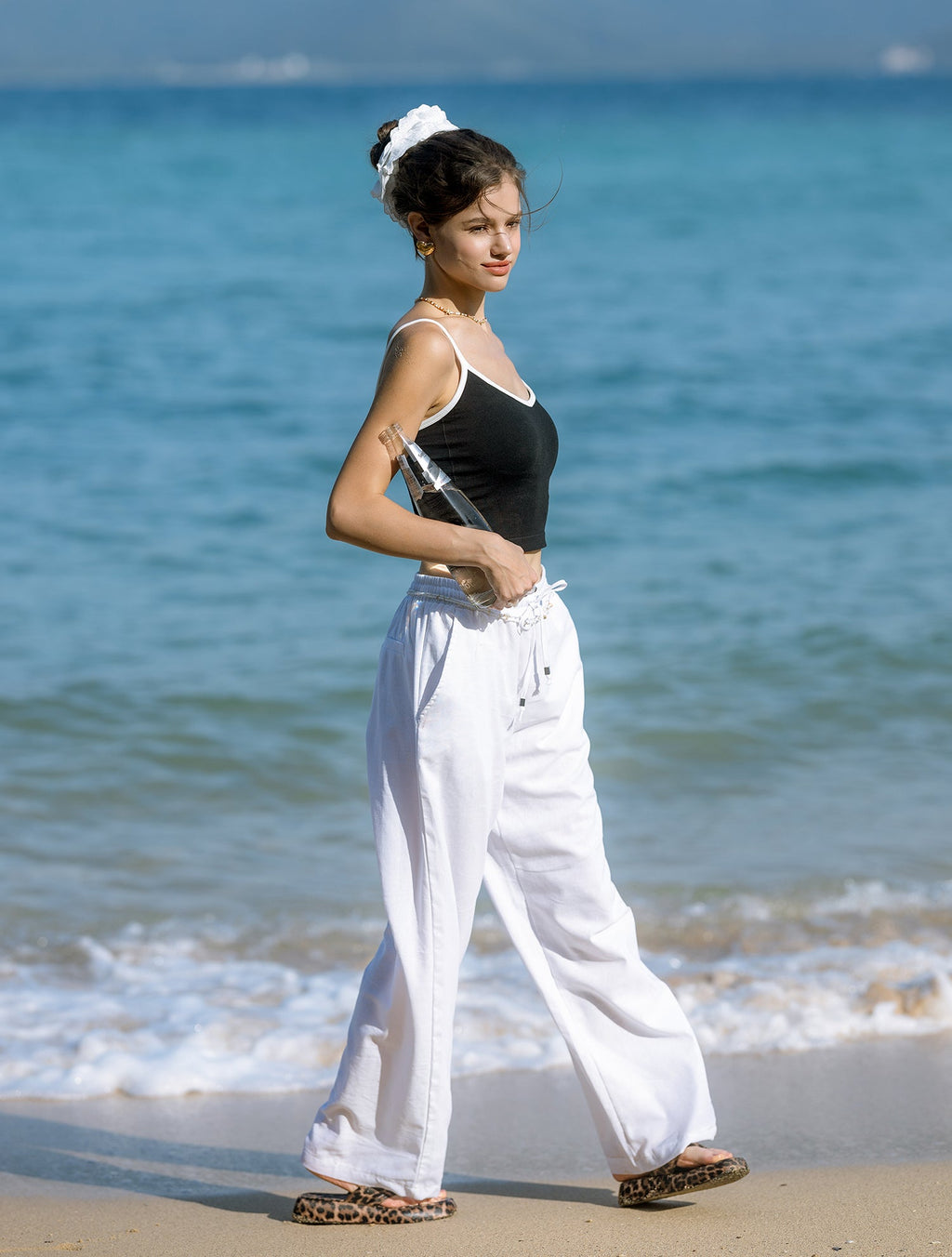 Linen Beach Pants White