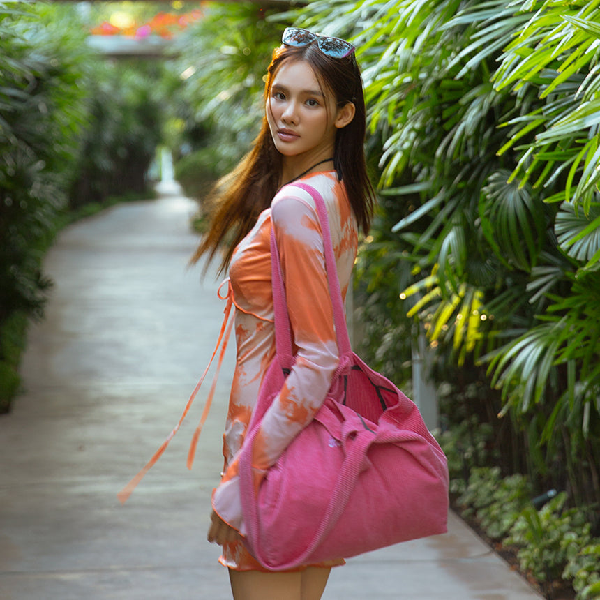 Orange Marble Ruched Dress