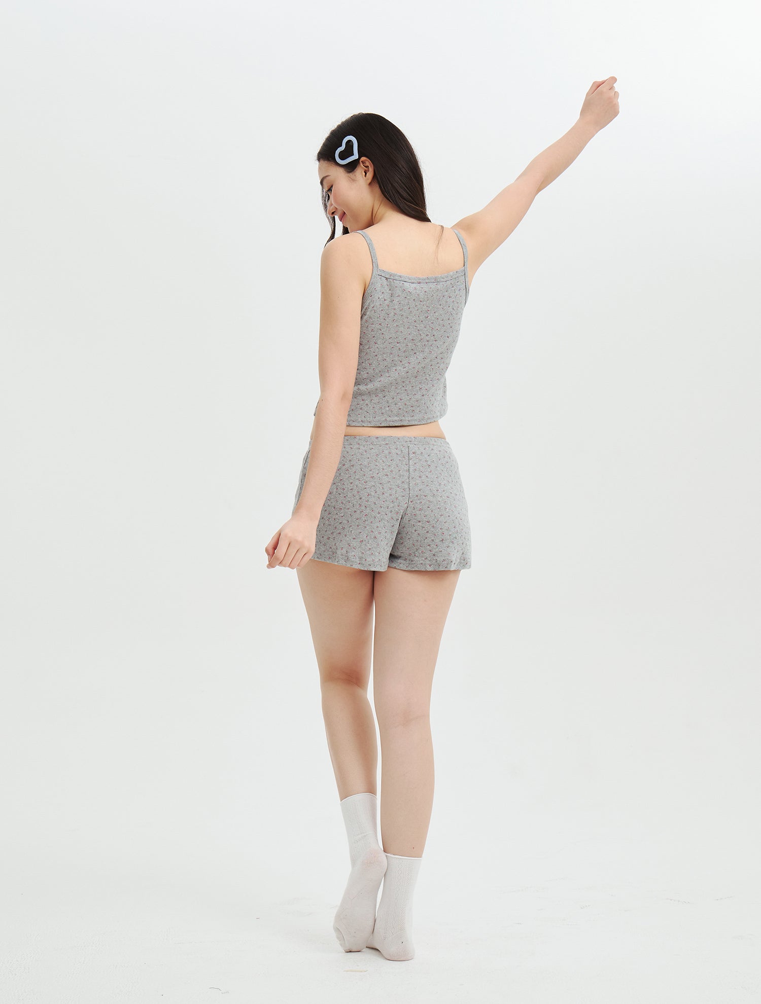 Misty Blossom Pajama Set Gray