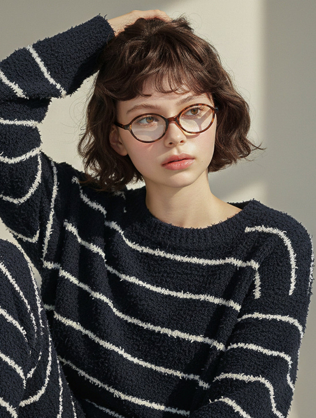 Chic Black Striped Fleece Pajama Set