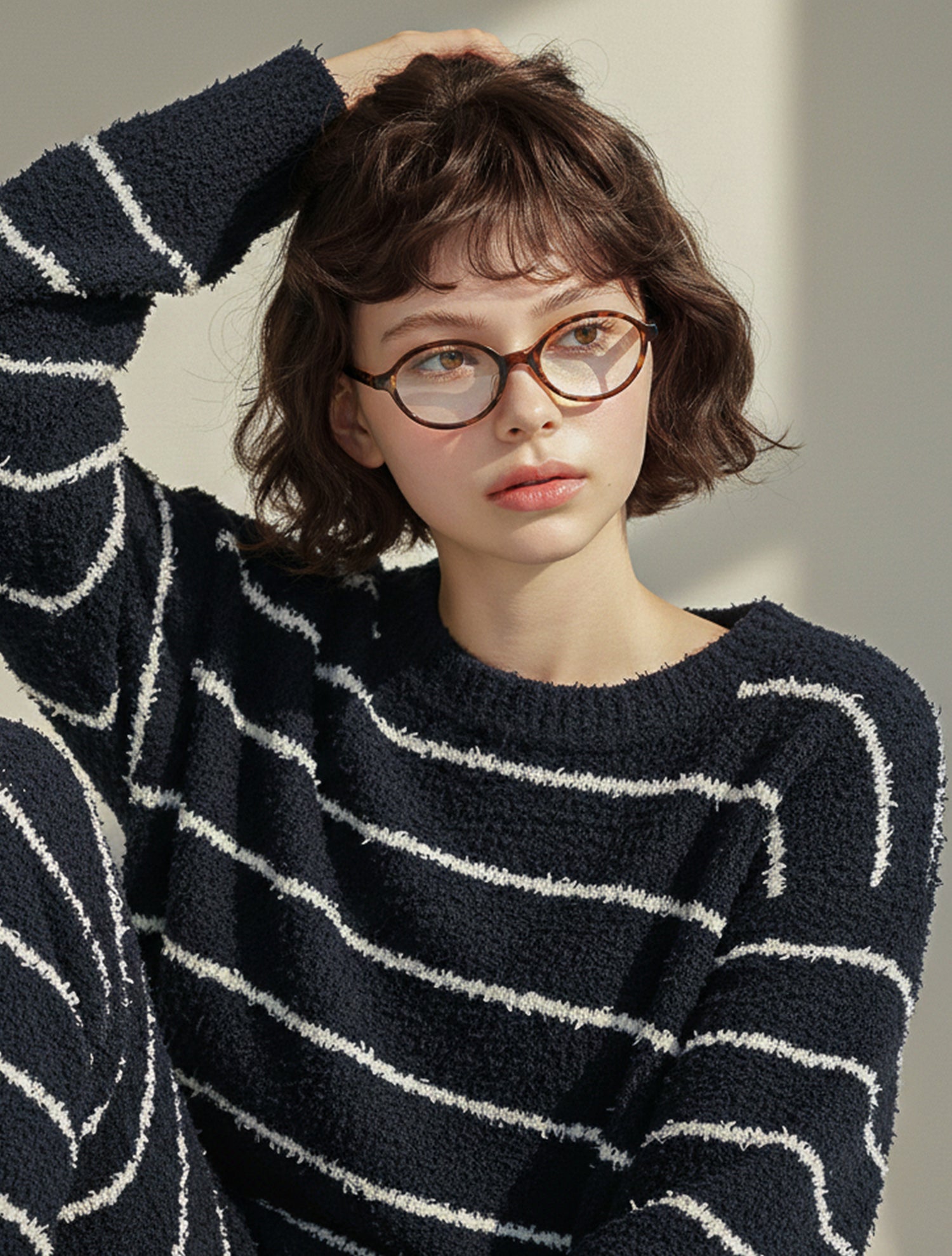 Chic Black Striped Fleece Pajama Set