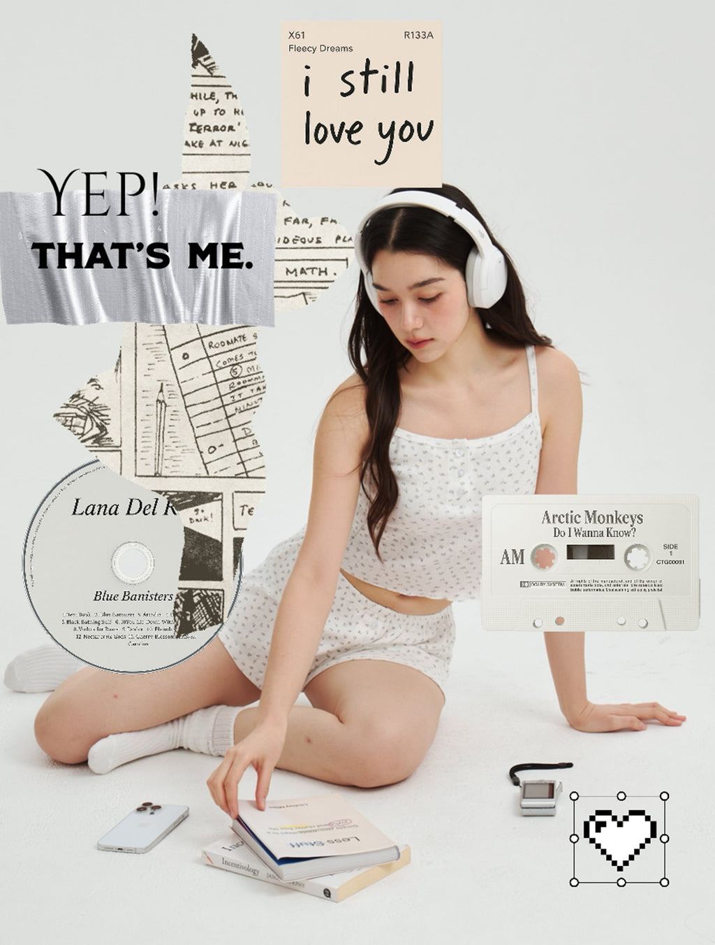 Misty Blossom Pajama Set White