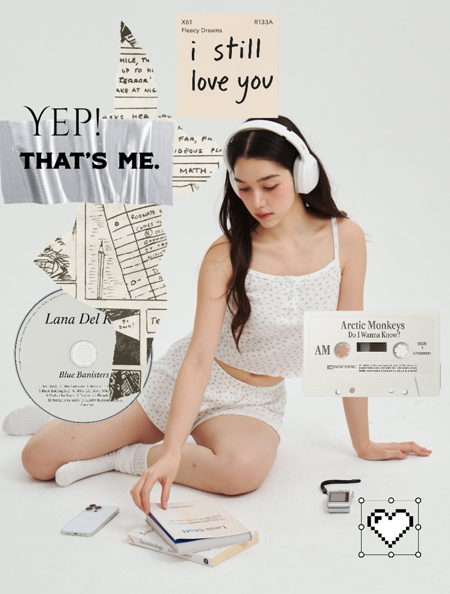 Misty Blossom Pajama Set White